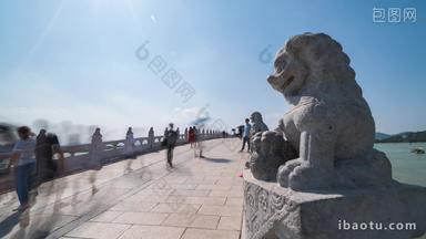 北京十七孔桥石狮子颐和园固定延时摄影